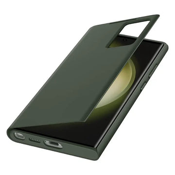 Samsung Galaxy S24 Ultra S-View/Smart View Wallet Flip Case - Protective Leather Cover with Smart Screen Display, Tap Control, Slim Design, and Built-in Card Holder Pocket (Green) - mCasez