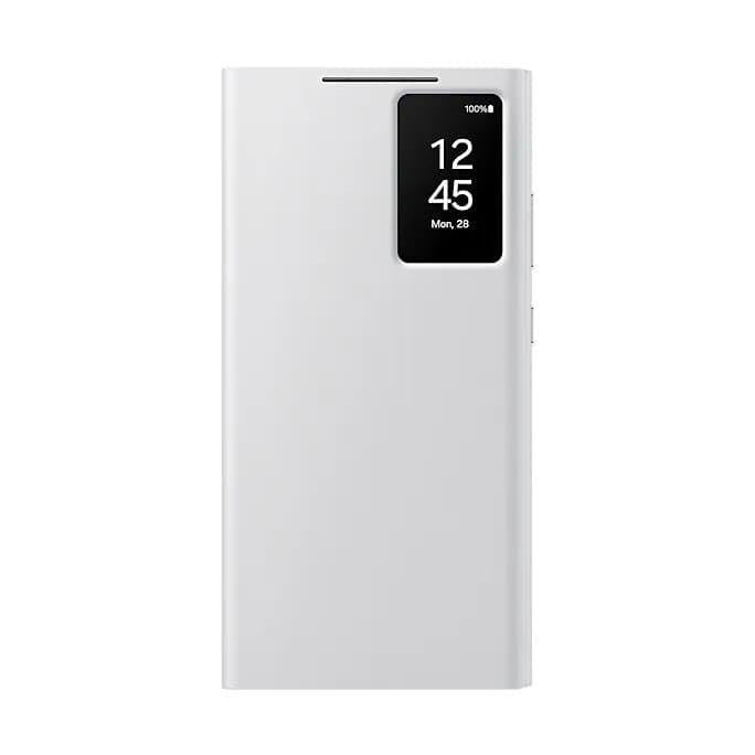 Samsung Galaxy S24 Ultra S-View/Smart View Wallet Flip Case - Protective Leather Cover with Smart Screen Display, Tap Control, Slim Design, and Built-in Card Holder Pocket (White) - mCasez