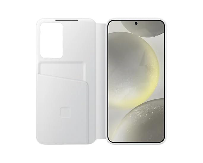 Samsung Galaxy S24 Ultra S-View/Smart View Wallet Flip Case - Protective Leather Cover with Smart Screen Display, Tap Control, Slim Design, and Built-in Card Holder Pocket (White) - mCasez