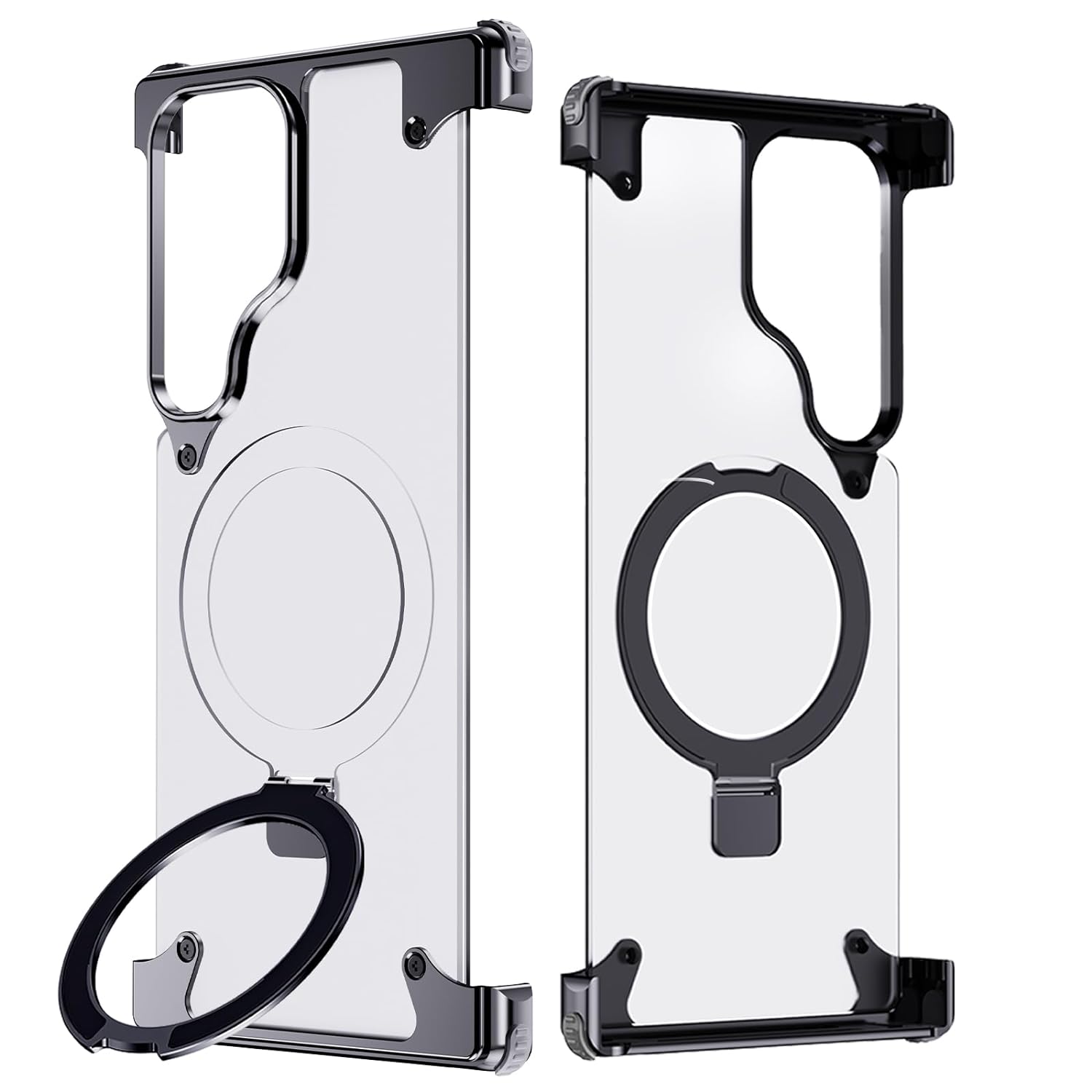 OATSBASF for Samsung Galaxy S24 Ultra Case, Sleek Minimalist Protective Shock Absorption Aerospace Grade Aluminum Shells with Built-in Kickstand Phone Case (K-Natural Titanium, for Samsung Galaxy S24 Ultra) - mCasez