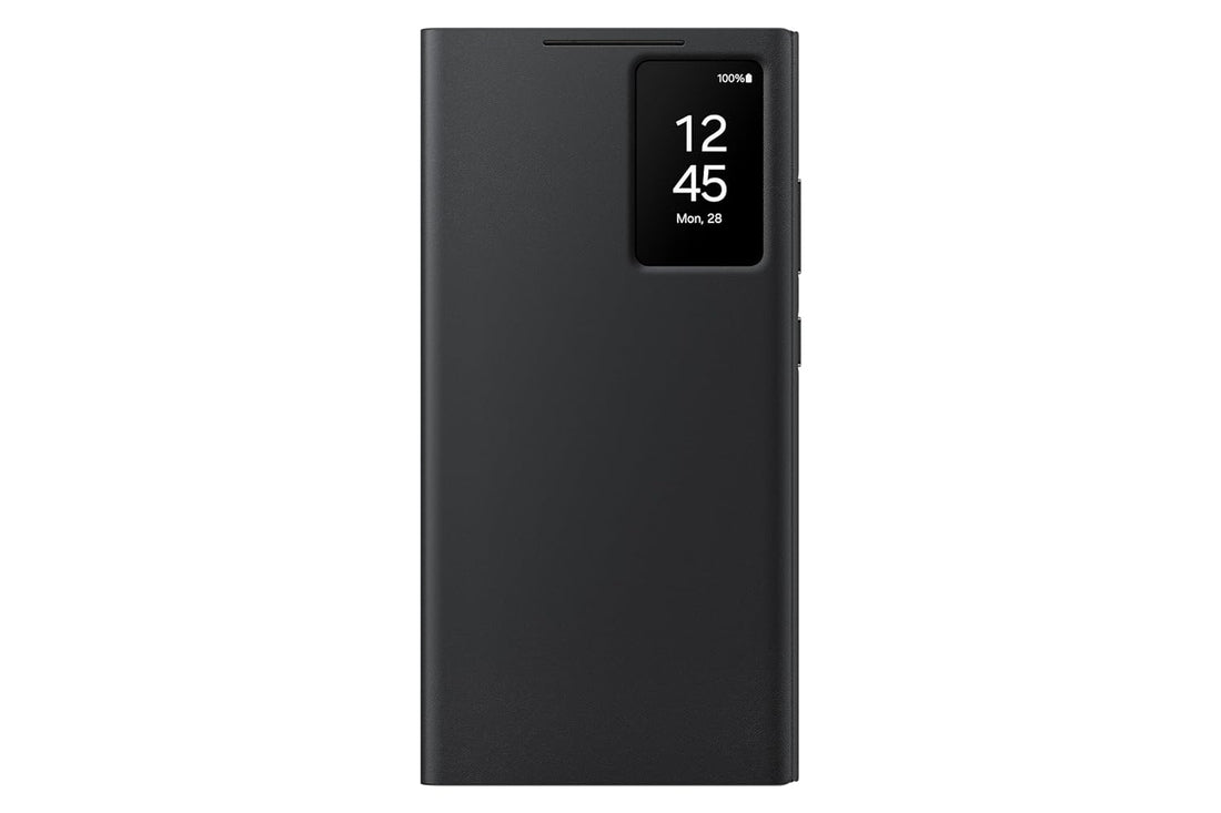 Samsung Galaxy S23 S-View/Smart View Wallet Flip Case - Protective Leather Cover with Smart Screen Display, Tap Control, Slim Design, and Built-in Card Holder Pocket (Black) - mCasez