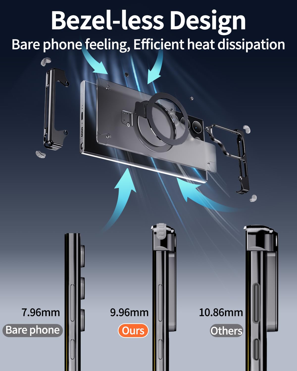 OATSBASF for Samsung Galaxy S24 Ultra Case, Sleek Minimalist Protective Shock Absorption Aerospace Grade Aluminum Shells with Built-in Kickstand Phone Case (K-Natural Titanium, for Samsung Galaxy S24 Ultra) - mCasez