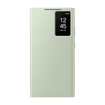Samsung Galaxy S24 Ultra S-View/Smart View Wallet Flip Case - Protective Leather Cover with Smart Screen Display, Tap Control, Slim Design, and Built-in Card Holder Pocket (Light Green) - mCasez