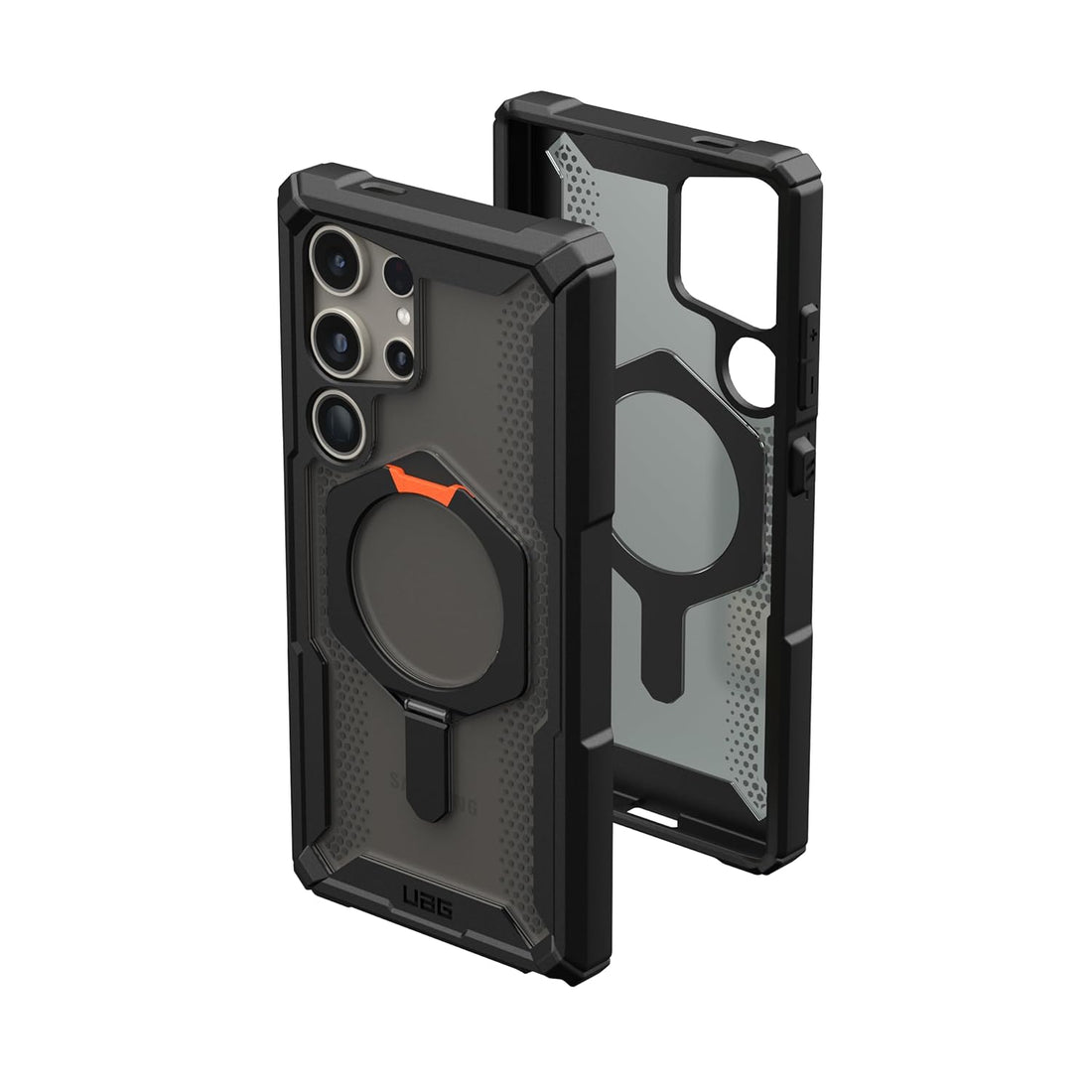 Urban Armor Gear UAG Galaxy S23 Ultra Case, Plasma XTE Rugged Featherlight Shockproof Protective Case/Cover Designed for Galaxy S23 Ultra (6.8-inch) 2024, Magnetic Charging Compatible -Black/Orange - mCasez