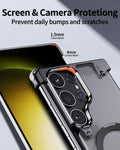 OATSBASF for Samsung Galaxy S24 Ultra Case, Sleek Minimalist Protective Shock Absorption Aerospace Grade Aluminum Shells with Built-in Kickstand Phone Case (K-Natural Titanium, for Samsung Galaxy S24 Ultra) - mCasez