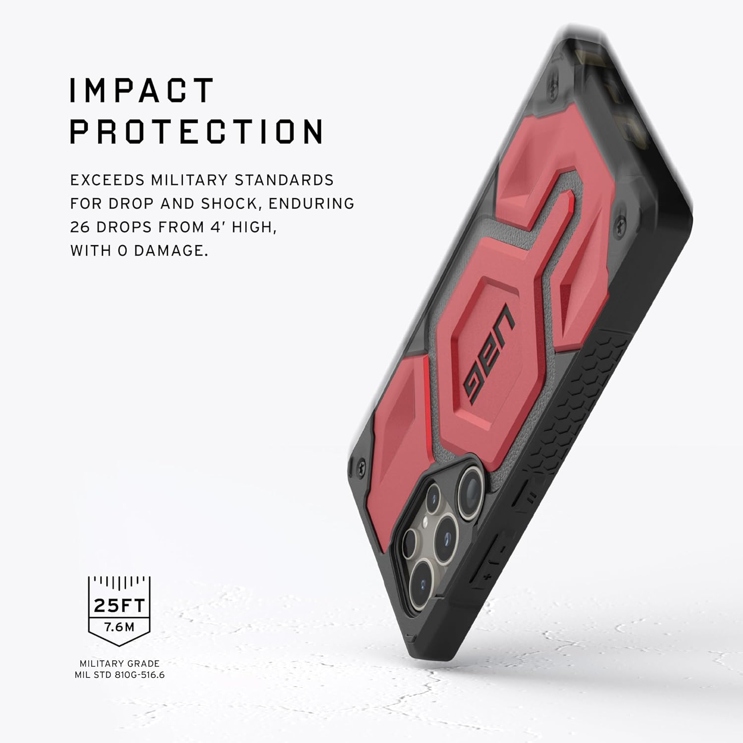 Urban Armor Gear Thermoplastic Polyurethane Monarch Pro Rugged Heavy Duty Shockproof Protective Case/Cover Designed For Galaxy S24 Ultra 5G (6.8-Inch) UAG Case 2023,Magnetic Charging Compatible - Red - mCasez