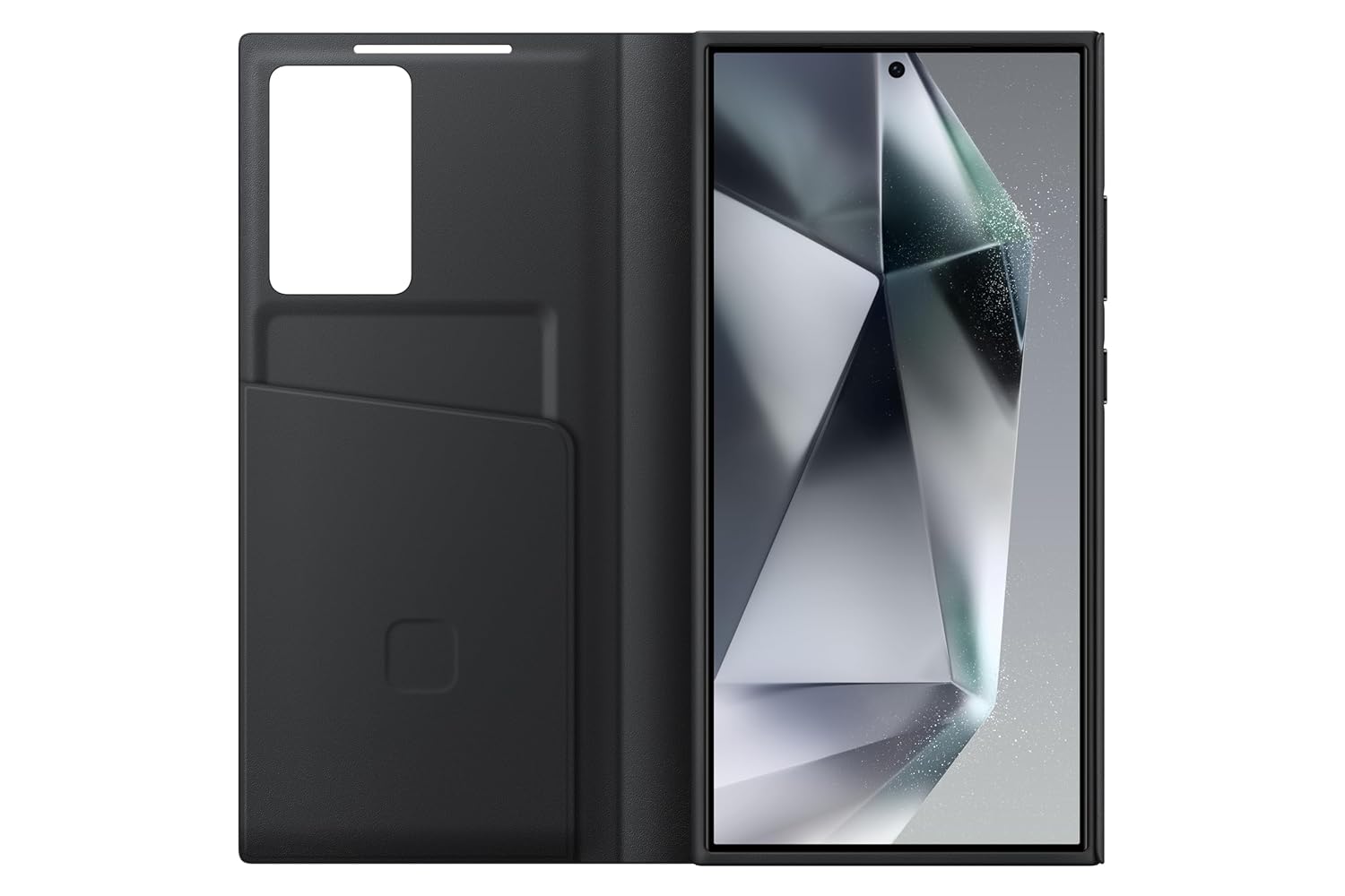 Samsung Galaxy S23 Ultra S-View/Smart View Wallet Flip Case - Protective Leather Cover with Smart Screen Display, Tap Control, Slim Design, and Built-in Card Holder Pocket (Black) - mCasez