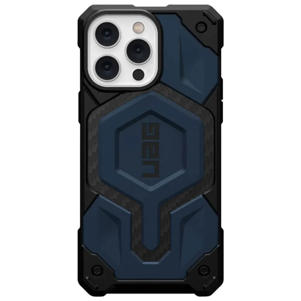 iPhone 15 Pro Max Armor Cover | Urban Armor iPhone 15 Pro Max Case, UAG Monarch Pro Mag-Safe Compatible, Slim Fit Rugged Protective Case/Cover Designed for iPhone 15 Pro Max Blue - mCasez