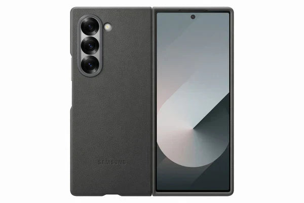 Samsung Galaxy Z Fold 6 Leather Phone Case, Snug Fit, Soft Inside, Protective Cover, Grey - mCasez