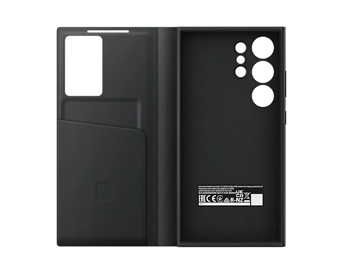 Samsung Galaxy S23 Ultra S-View/Smart View Wallet Flip Case - Protective Leather Cover with Smart Screen Display, Tap Control, Slim Design, and Built-in Card Holder Pocket (Black) - mCasez