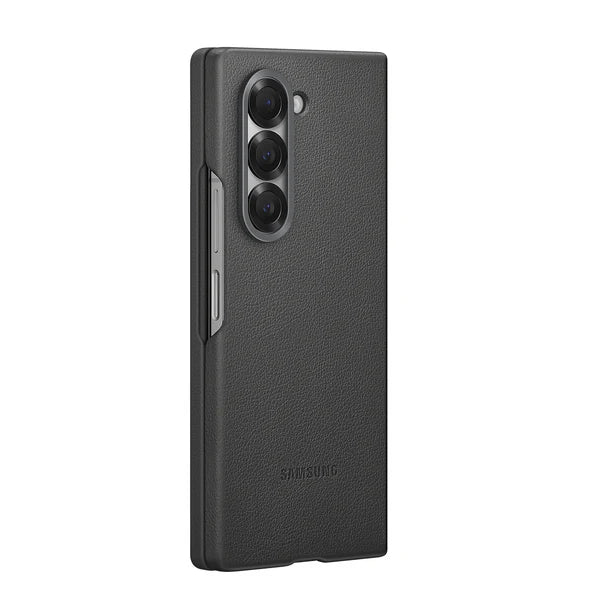 Samsung Galaxy Z Fold 6 Leather Case Protection Protective Shell Cover - Black - mCasez