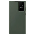 Samsung Galaxy S23 S-View/Smart View Wallet Flip Case - Protective Leather Cover with Smart Screen Display, Tap Control, Slim Design, and Built-in Card Holder Pocket (Green) - mCasez