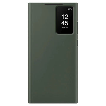 Samsung Galaxy S23 S-View/Smart View Wallet Flip Case - Protective Leather Cover with Smart Screen Display, Tap Control, Slim Design, and Built-in Card Holder Pocket (Green) - mCasez