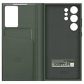 Samsung Galaxy S23 Ultra S-View/Smart View Wallet Flip Case - Protective Leather Cover with Smart Screen Display, Tap Control, Slim Design, and Built-in Card Holder Pocket (Green) - mCasez