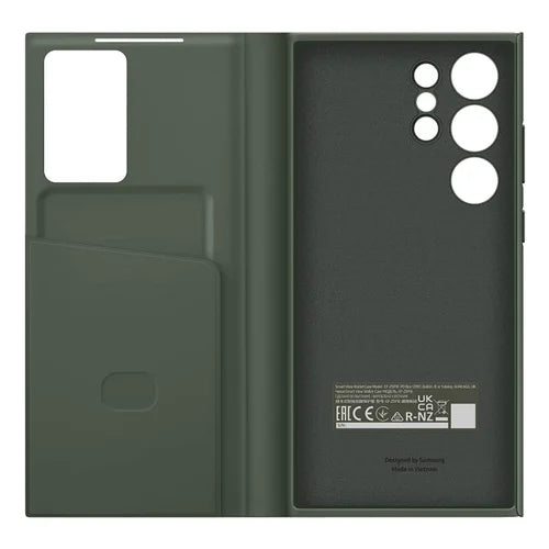 Samsung Galaxy S24 Ultra S-View/Smart View Wallet Flip Case - Protective Leather Cover with Smart Screen Display, Tap Control, Slim Design, and Built-in Card Holder Pocket (Green) - mCasez