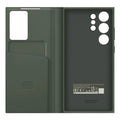 Samsung Galaxy S24 Ultra S-View/Smart View Wallet Flip Case - Protective Leather Cover with Smart Screen Display, Tap Control, Slim Design, and Built-in Card Holder Pocket (Green) - mCasez